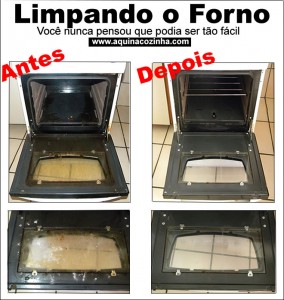 forno no chão antes e depois da limpeza