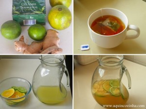 cha verde com limao, laranja e gengibre